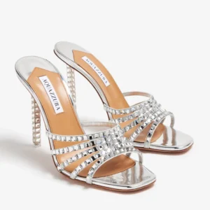 AQUAZZURA Rock Chic Crystal-Embellished Leather Mules