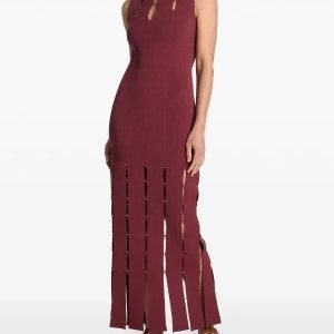 St. John Sleeveless Bead-Embellished Knit Gown