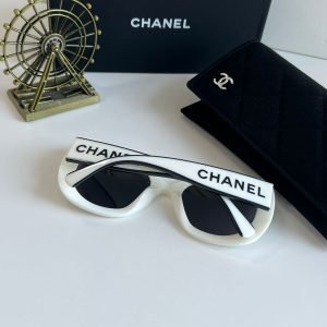Chanel White Oversized Round Sunglasses