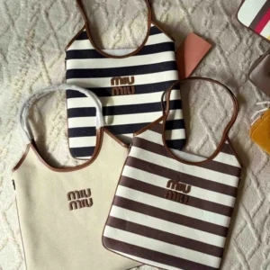 Miu Miu IVY Canvas And Leather Tote Bag