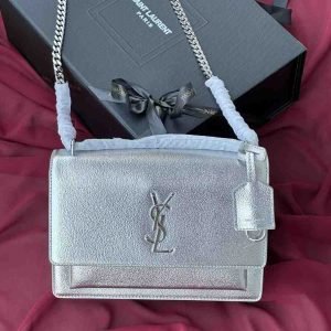 Ysl Sunset Medium Smooth Leather In Calfskin